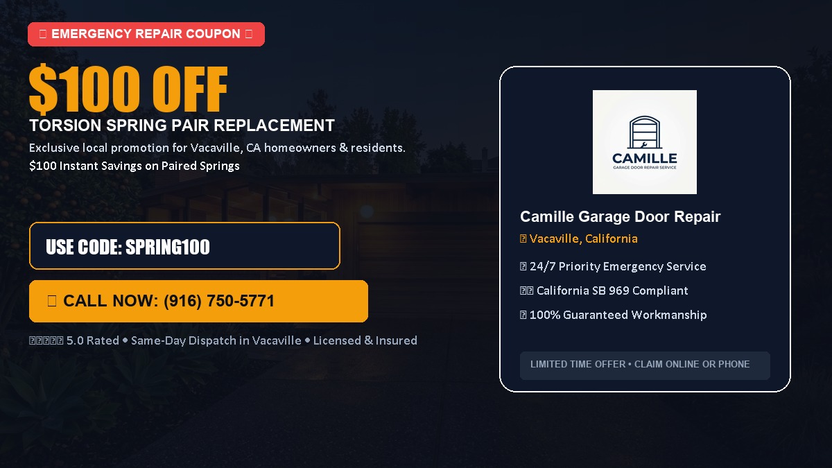 $100 OFF Heavy-Duty Torsion Spring Pair Replacement in Vacaville, CA